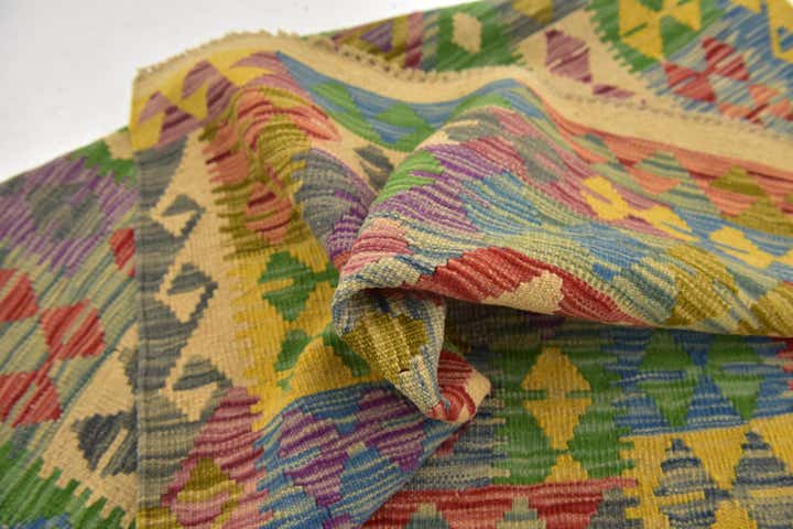 3' 4 x 5' Hand Woven Kilim Maymana Wool Rug