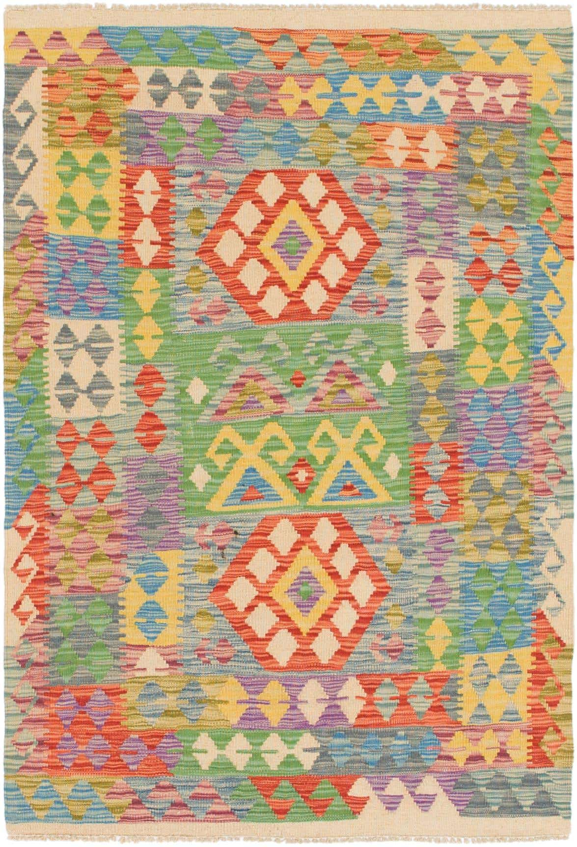 3' 4 x 5' Hand Woven Kilim Maymana Wool Rug
