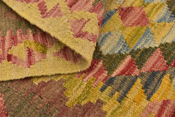 Detail image of 3' 5 x 5' Hand Woven Kilim Maymana Wool Rug