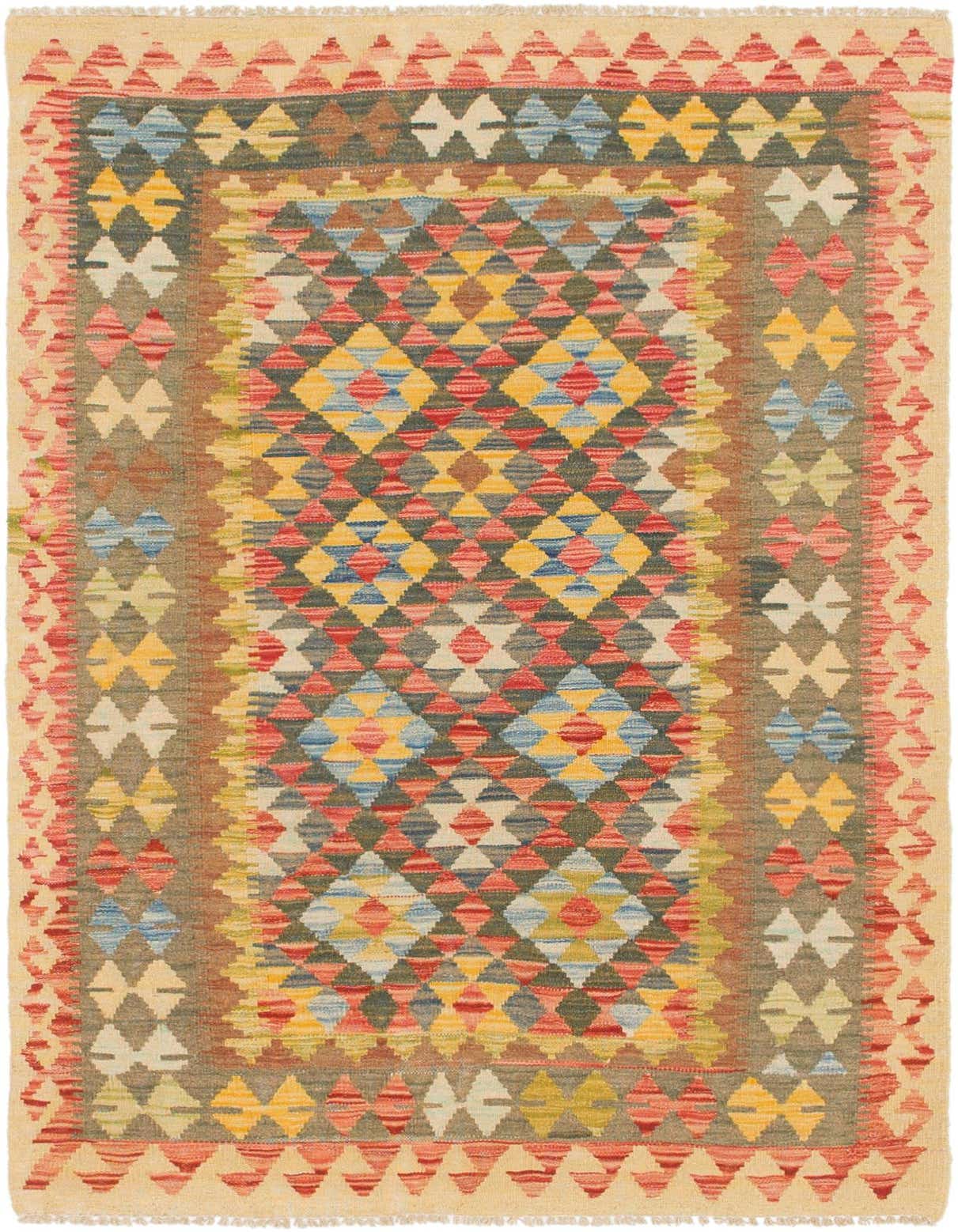 3' 5 x 5' Hand Woven Kilim Maymana Wool Rug