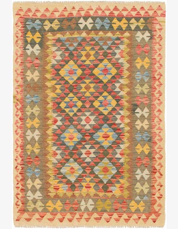 3' 5 x 5' Hand Woven Kilim Maymana Wool Rug