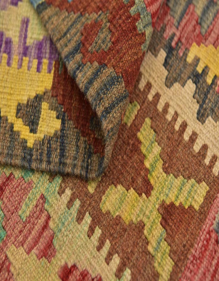 Detail image of 3' 7 x 6' 5 Hand Woven Kilim Maymana Wool Rug