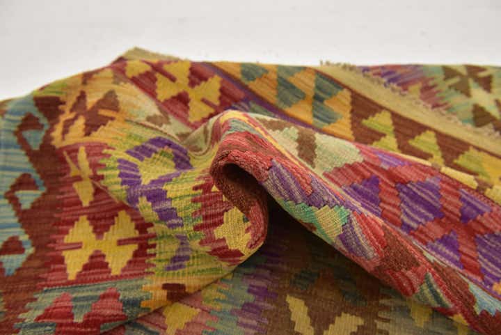 3' 7 x 6' 5 Hand Woven Kilim Maymana Wool Rug