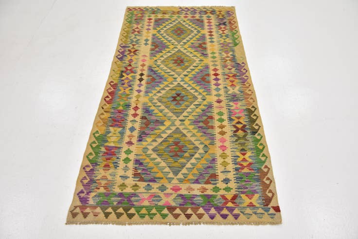 Detail image of 3' 3 x 6' 3 Hand Woven Kilim Maymana Wool Rug