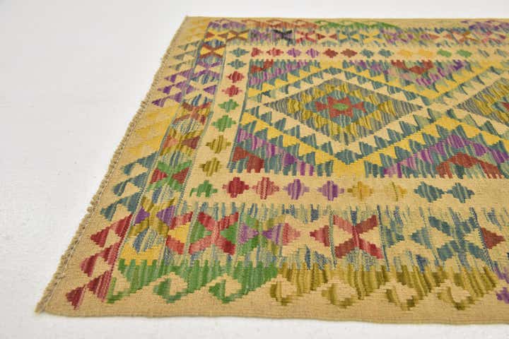 3' 3 x 6' 3 Hand Woven Kilim Maymana Wool Rug