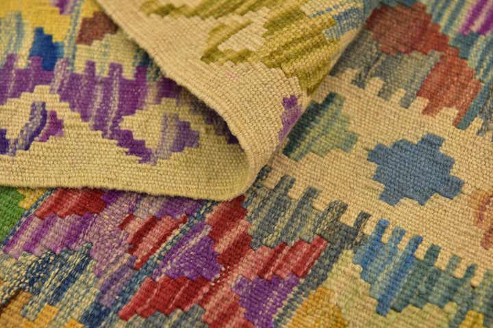 3' 3 x 6' 3 Hand Woven Kilim Maymana Wool Rug