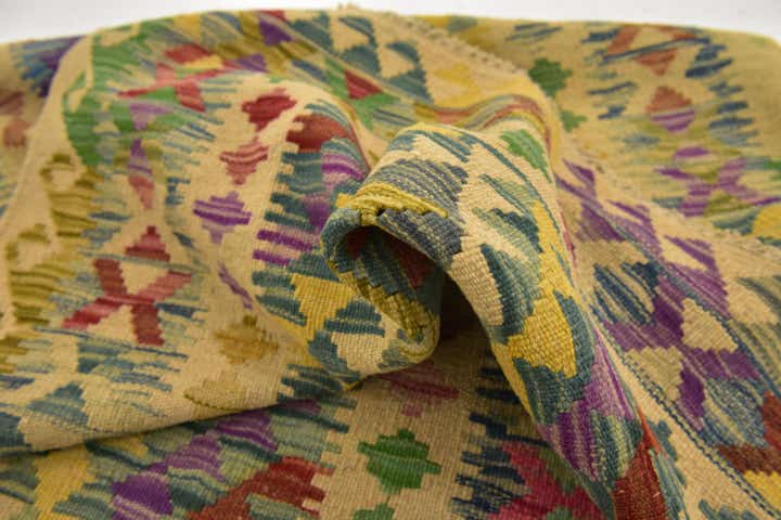 3' 3 x 6' 3 Hand Woven Kilim Maymana Wool Rug