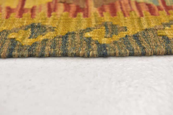 3' 2 x 4' 9 Hand Woven Kilim Maymana Wool Rug