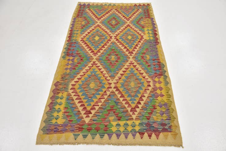 Detail image of 3' 6 x 6' 5 Hand Woven Kilim Maymana Wool Rug
