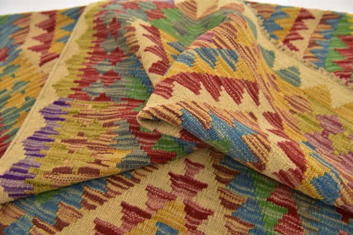3' 6 x 6' 5 Hand Woven Kilim Maymana Wool Rug