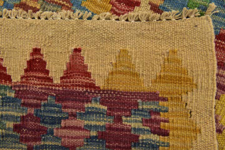3' 6 x 6' 5 Hand Woven Kilim Maymana Wool Rug