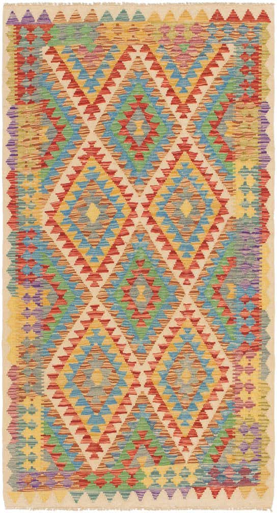 3' 6 x 6' 5 Hand Woven Kilim Maymana Wool Rug