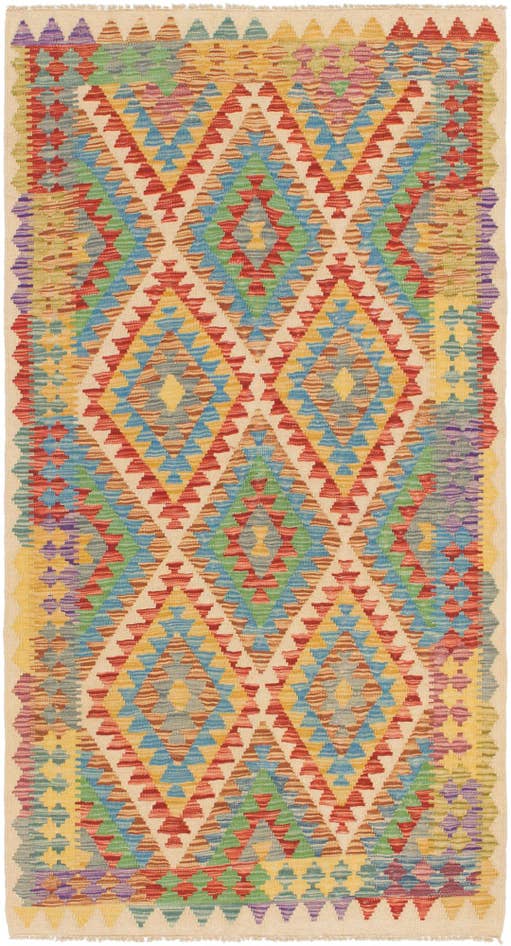 Detail image of 3' 6 x 6' 5 Hand Woven Kilim Maymana Wool Rug