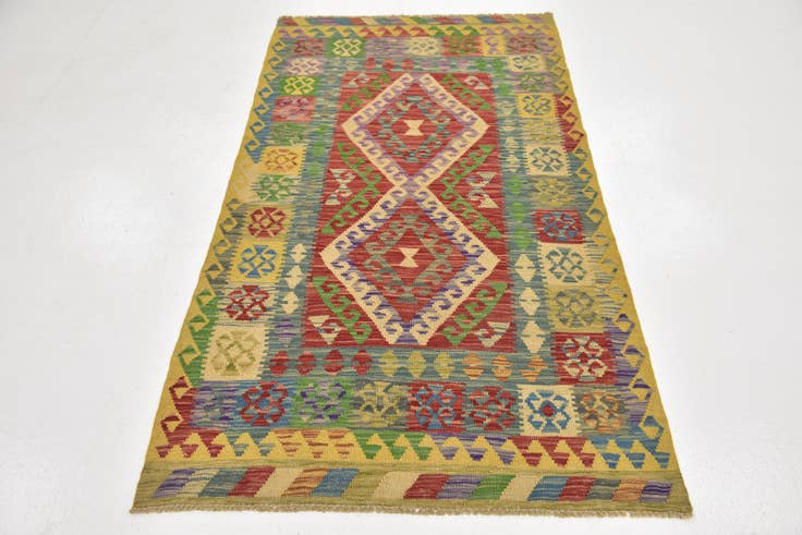 Detail image of 3' 7 x 6' 4 Hand Woven Kilim Maymana Wool Rug