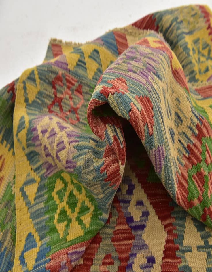 Detail image of 3' 7 x 6' 4  Hand Woven Kilim Maymana Wool Rug