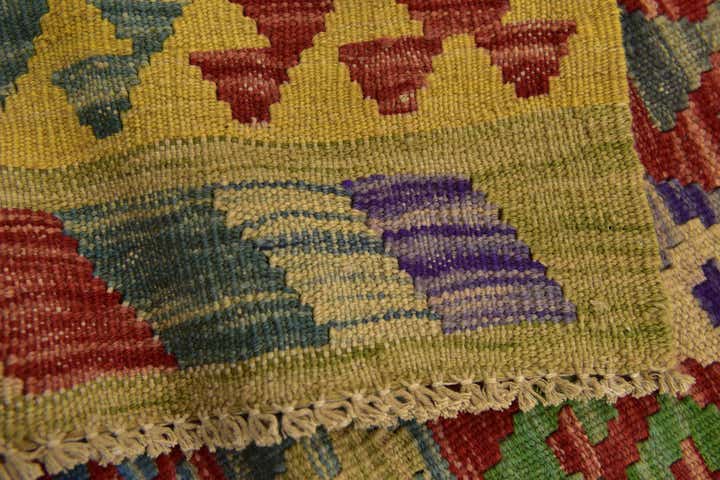 3' 7 x 6' 4 Hand Woven Kilim Maymana Wool Rug