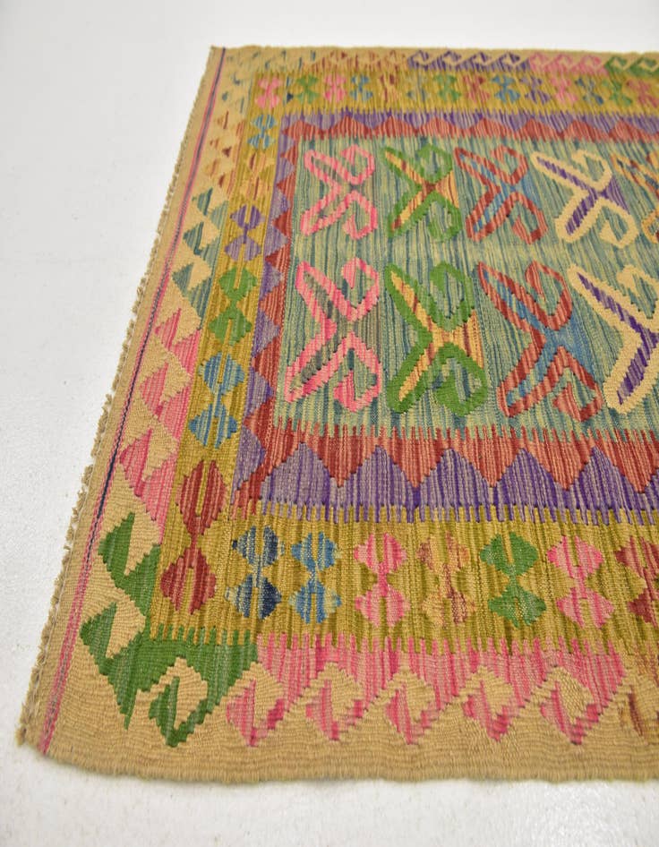 Detail image of 3' 6 x 6' 2  Hand Woven Kilim Maymana Wool Rug