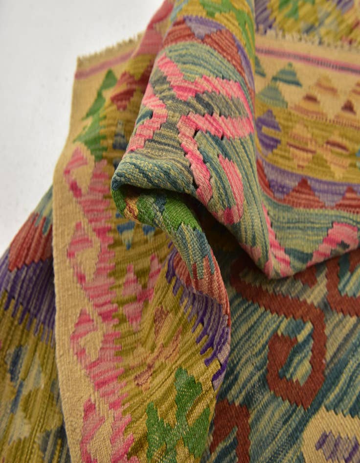 Detail image of 3' 6 x 6' 2  Hand Woven Kilim Maymana Wool Rug