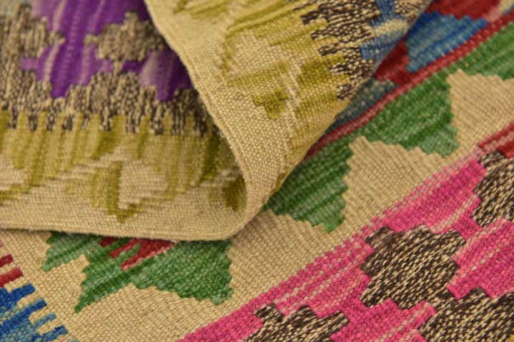 2' 7 x 4' Hand Woven Kilim Maymana Wool Rug