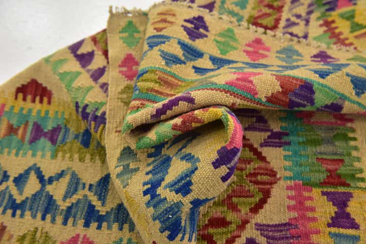 2' 9 x 4' Hand Woven Kilim Maymana Wool Rug