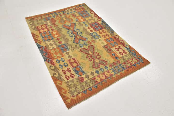 3' 3 x 4' 10 Hand Woven Kilim Maymana Wool Rug