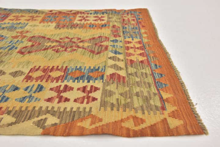 3' 3 x 4' 10 Hand Woven Kilim Maymana Wool Rug