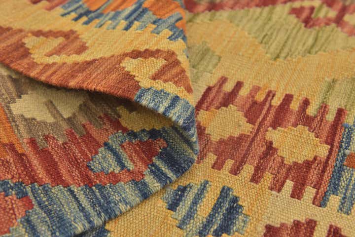 3' 3 x 4' 10 Hand Woven Kilim Maymana Wool Rug