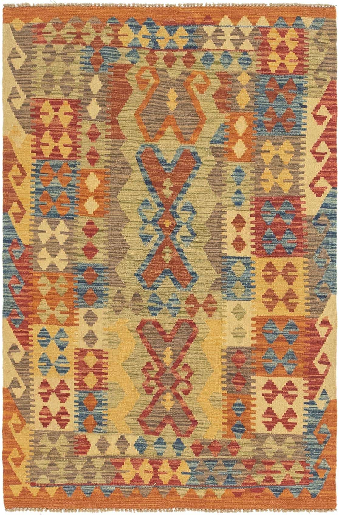 3' 3 x 4' 10 Hand Woven Kilim Maymana Wool Rug