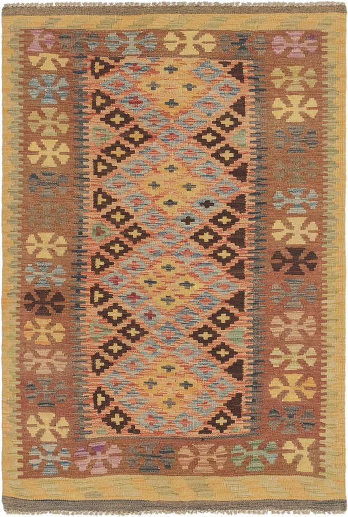 3' 3 x 5' Hand Woven Kilim Maymana Wool Rug