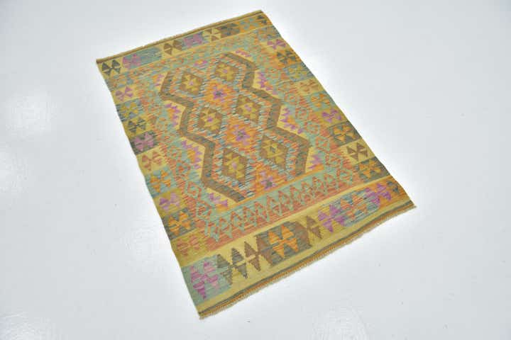 3' 3 x 4' 9 Hand Woven Kilim Maymana Wool Rug