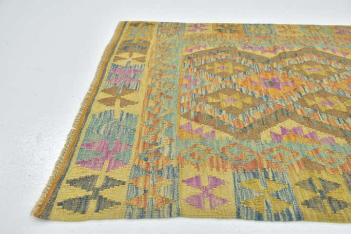 3' 3 x 4' 9 Hand Woven Kilim Maymana Wool Rug