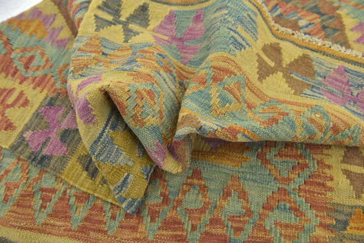 3' 3 x 4' 9 Hand Woven Kilim Maymana Wool Rug