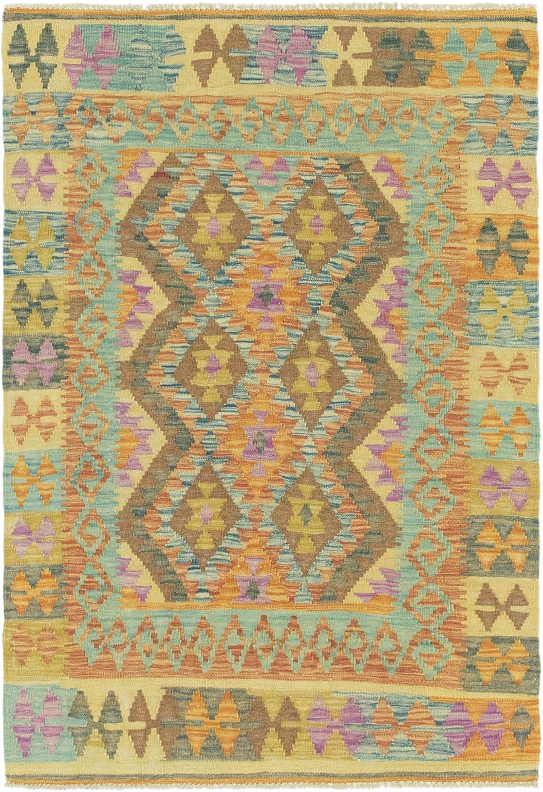 3' 3 x 4' 9 Hand Woven Kilim Maymana Wool Rug