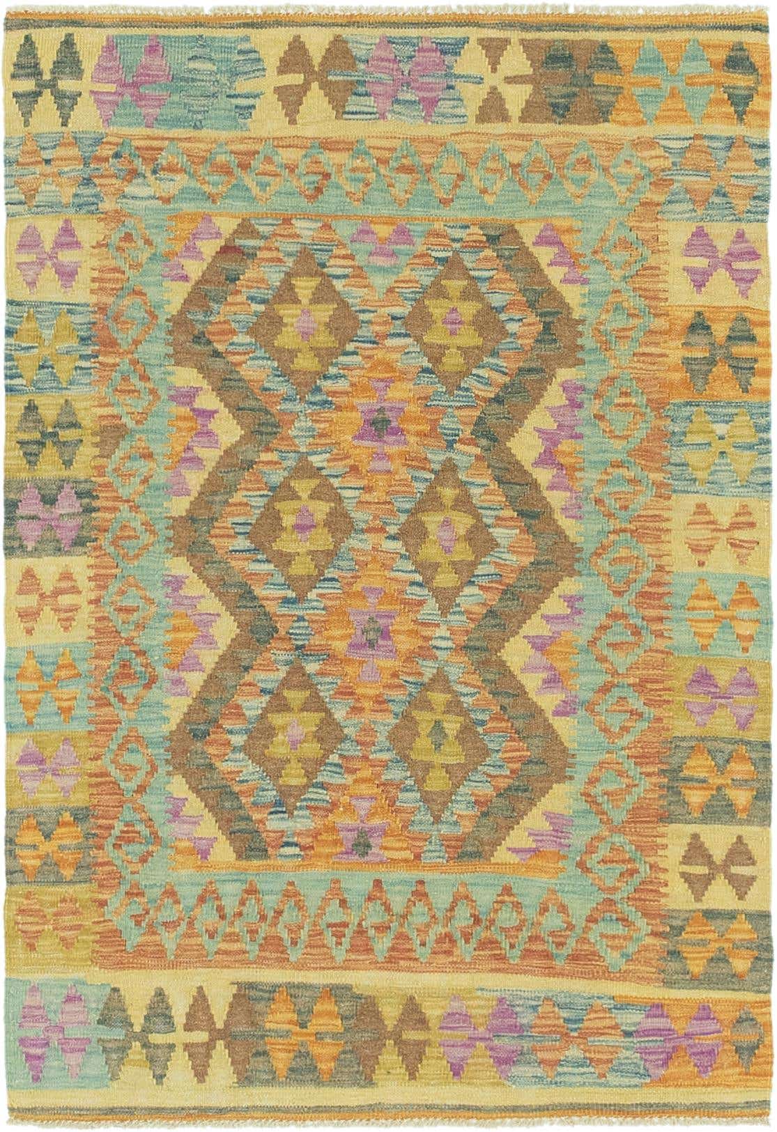 3' 3 x 4' 9 Hand Woven Kilim Maymana Wool Rug