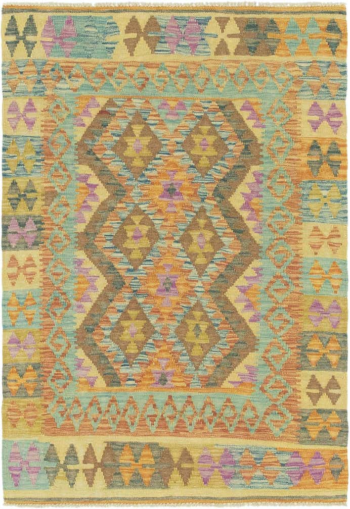 3' 3 x 4' 9 Hand Woven Kilim Maymana Wool Rug