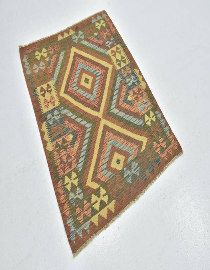 Detail image of 3' 2 x 4'  Hand Woven Kilim Maymana Wool Rug