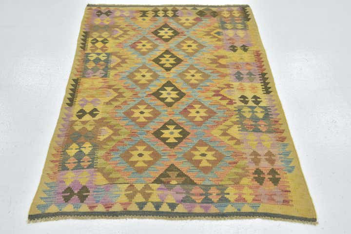 3' 3 x 4' 10 Hand Woven Kilim Maymana Wool Rug