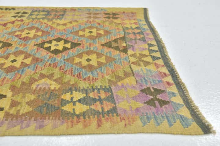 3' 3 x 4' 10 Hand Woven Kilim Maymana Wool Rug