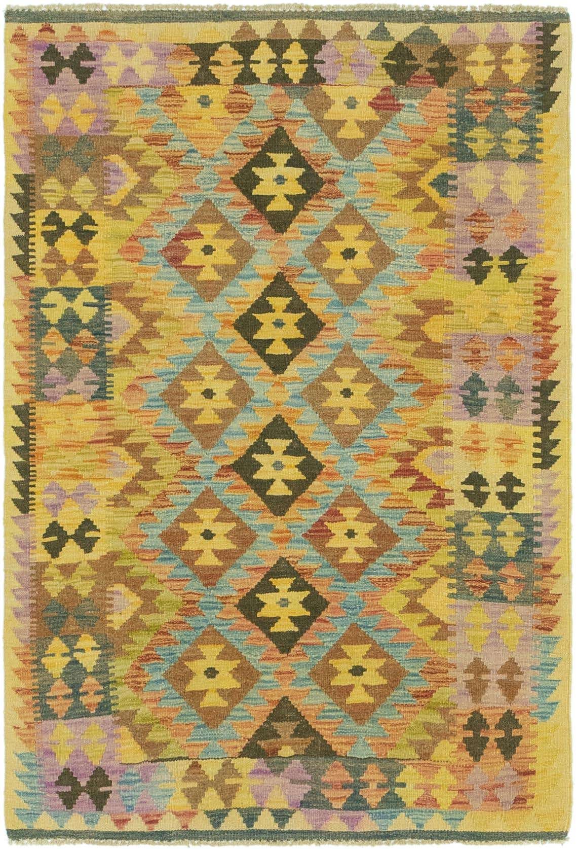 3' 3 x 4' 10 Hand Woven Kilim Maymana Wool Rug