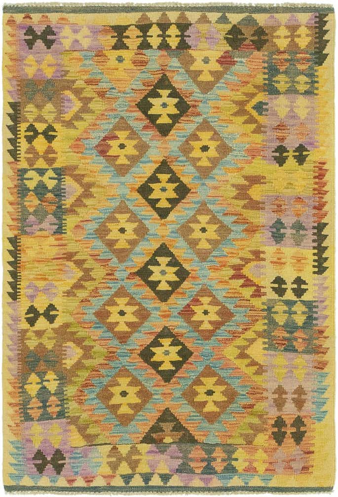 3' 3 x 4' 10 Hand Woven Kilim Maymana Wool Rug