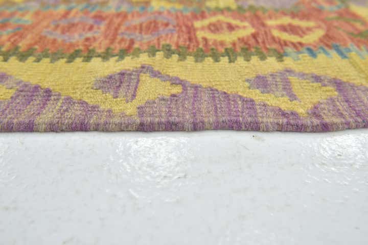 3' 4 x 4' 10 Hand Woven Kilim Maymana Wool Rug