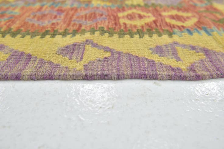 Detail image of 3' 4 x 4' 10 Hand Woven Kilim Maymana Wool Rug