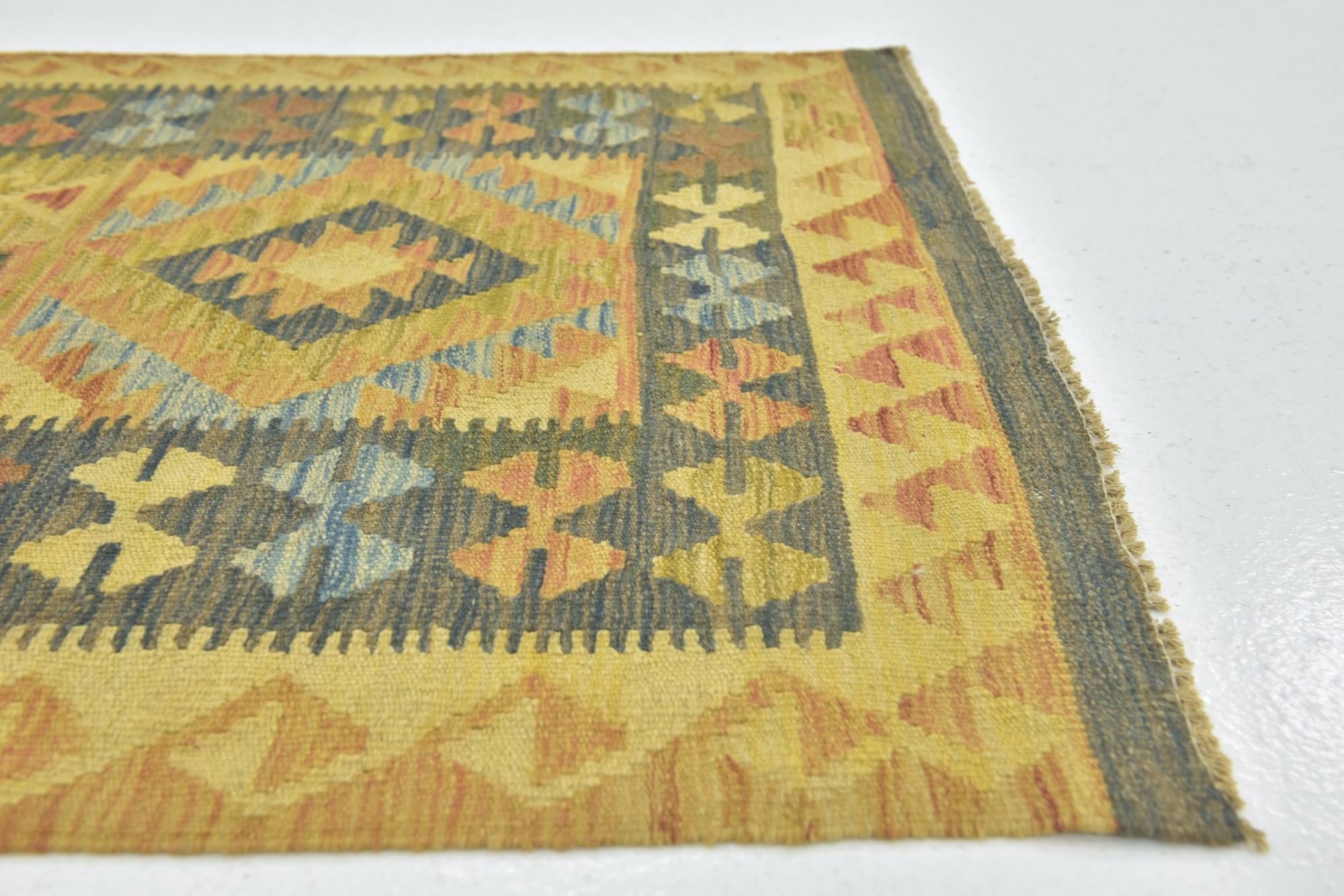 3' 2 x 4' 8 Hand Woven Kilim Maymana Wool Rug