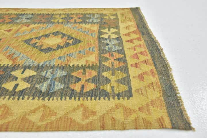 3' 2 x 4' 8 Hand Woven Kilim Maymana Wool Rug
