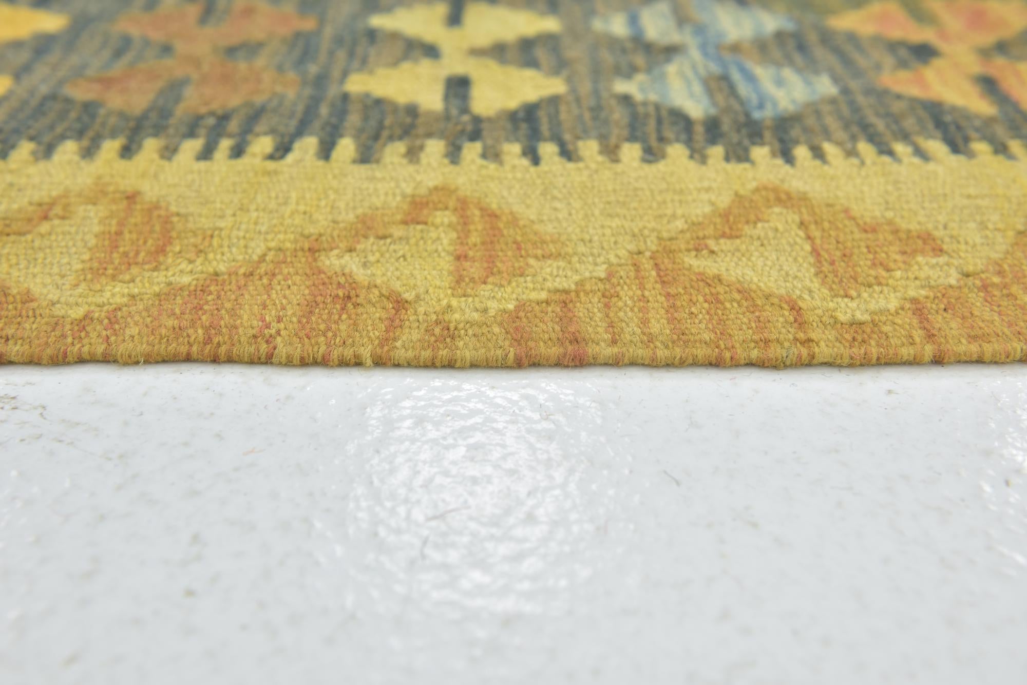 3' 2 x 4' 8 Hand Woven Kilim Maymana Wool Rug
