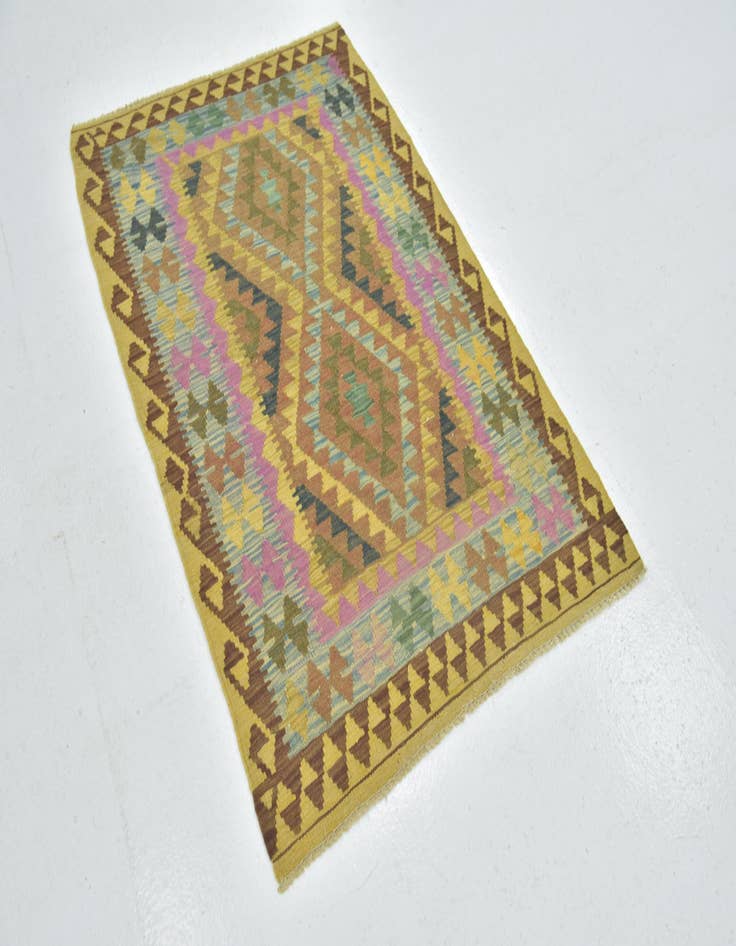 Detail image of 3' 3 x 4' 10  Hand Woven Kilim Maymana Wool Rug