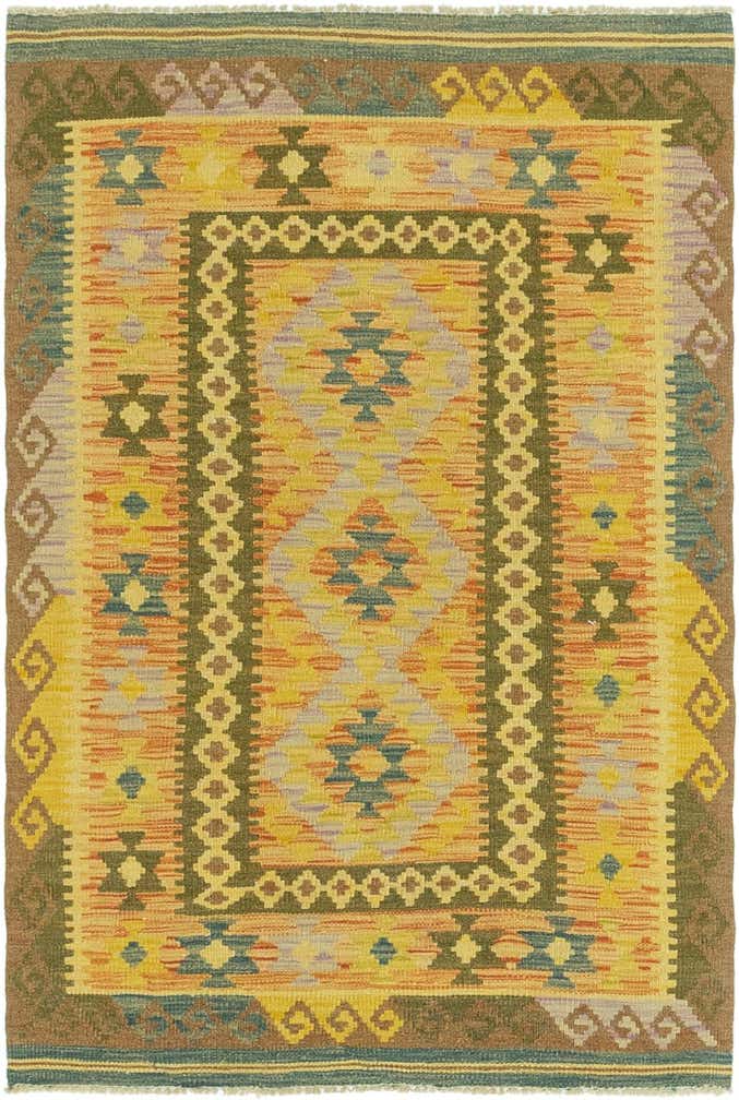 3' 3 x 4' 9 Hand Woven Kilim Maymana Wool Rug