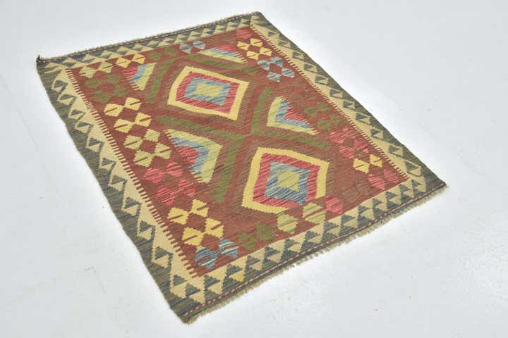 3' 3 x 4' Hand Woven Kilim Maymana Wool Rug