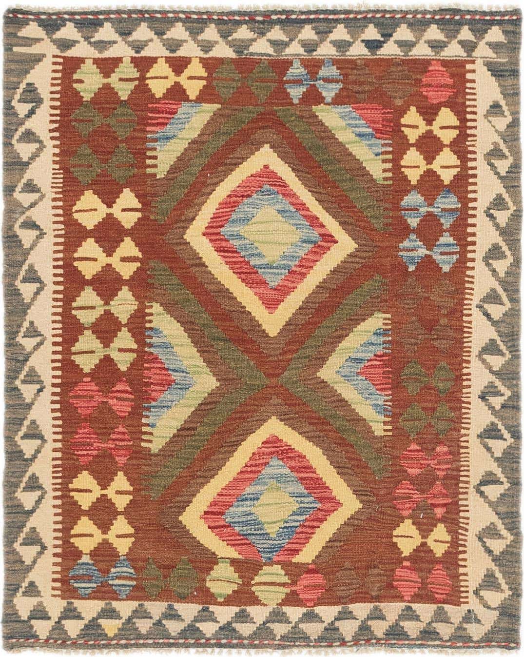 3' 3 x 4' Hand Woven Kilim Maymana Wool Rug