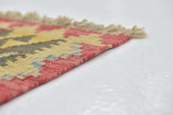3' 4 x 4' 10 Hand Woven Kilim Maymana Wool Rug